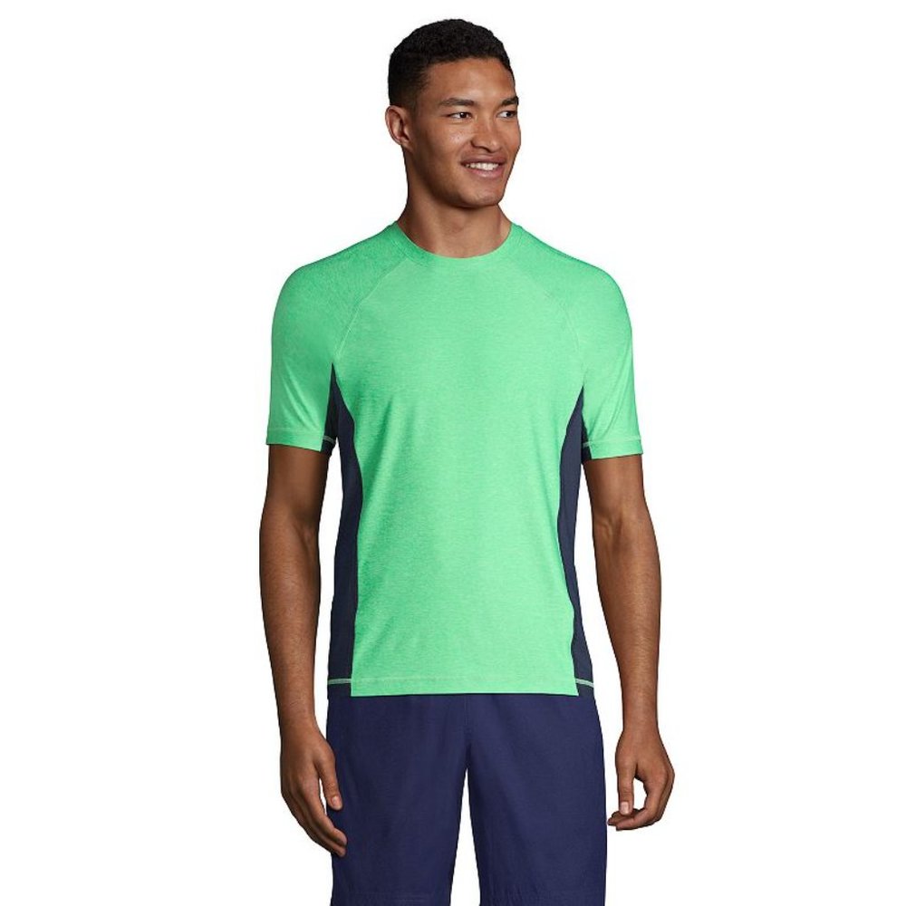 NWT Lands' End Mens Crew Neck Short Sleeve Rash Guard Green UPF 50 XL $60 FLI164